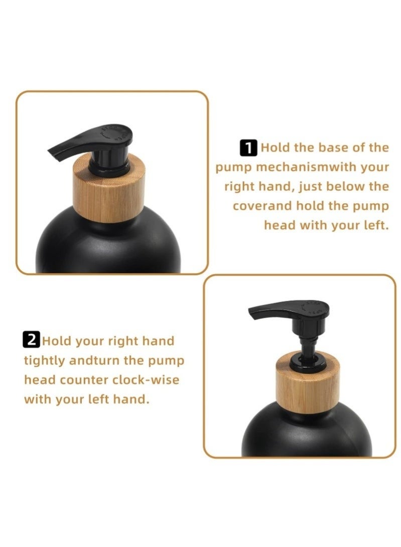Happy Home Soap Dispenser Set with bamboo tray, Glass Hand Soap Dispenser and Glass Dish Soap Dispenser, Kitchen Soap Dispenser Set Decor, Refillable Hand Soap and Dish Soap Dispenser for Bathroom and Kitchen, liquid soap glass bottle, Modern Farmhouse Decor - Image 5