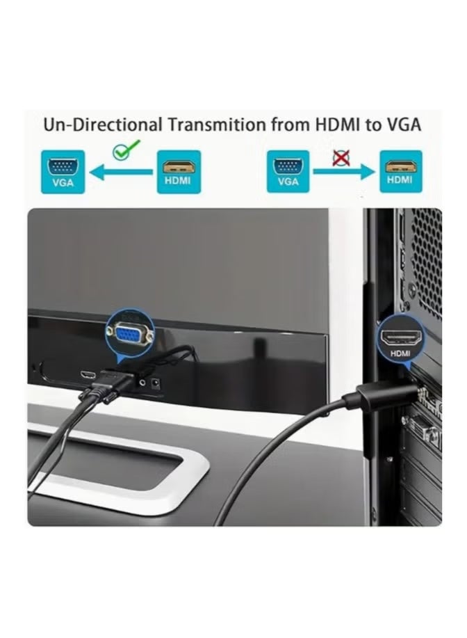 Gold-Plated HDMI To VGA Cable 1.8M, Male to Male Video Adapter for HD Player to HDTV 1.8 Meter Length Support for Projectors, Laptops / DVD Players / TVs / Monitors / Display Connectivity, Multimedia Adapter, Compact Design, Professional Grade, Goldplated Connector, Reliable Performance, Display Adapter, Video Cable, Av Enthusiasts, Office Workers - Image 5