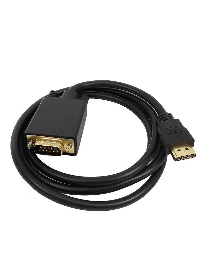Gold-Plated HDMI To VGA Cable 1.8M, Male to Male Video Adapter for HD Player to HDTV 1.8 Meter Length Support for Projectors, Laptops / DVD Players / TVs / Monitors / Display Connectivity, Multimedia Adapter, Compact Design, Professional Grade, Goldplated Connector, Reliable Performance, Display Adapter, Video Cable, Av Enthusiasts, Office Workers - Image 1