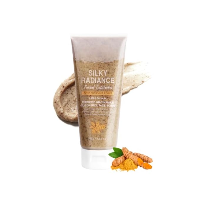 Turmeric Face Scrub, Exfoliating Facial Wash, Facial Scrub Exfoliator, Exfoliating Scrub Face Cleanser for Women Men, Brightening, Improve Dullness Dark Spot with Niacinamide,3.53 oz