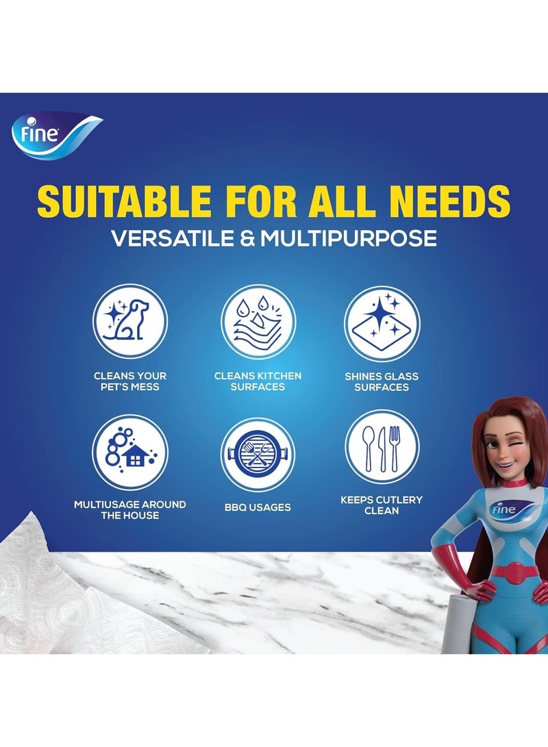 فاين منشفة سوبر برو، عالية الامتصاص، ومعقمة، 3 طبقات، 60 ورقة (عبوة من 12 قطعة) - Image 2