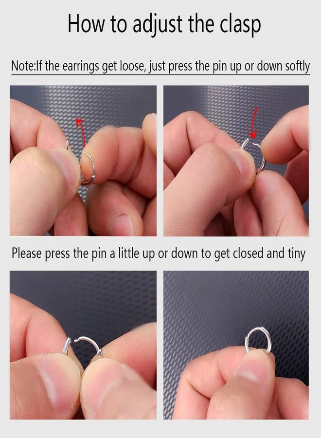 أن.سي أقراط حلقية صغيرة بتصميم بسيط للنساء، مصنوعة من الفضة الإسترليني عيار 925 المصقولة بالذهب، بتصميم حلزوني رفيع، مجوهرات بسيطة (20 غرام/8 مم فضة). - Image 5