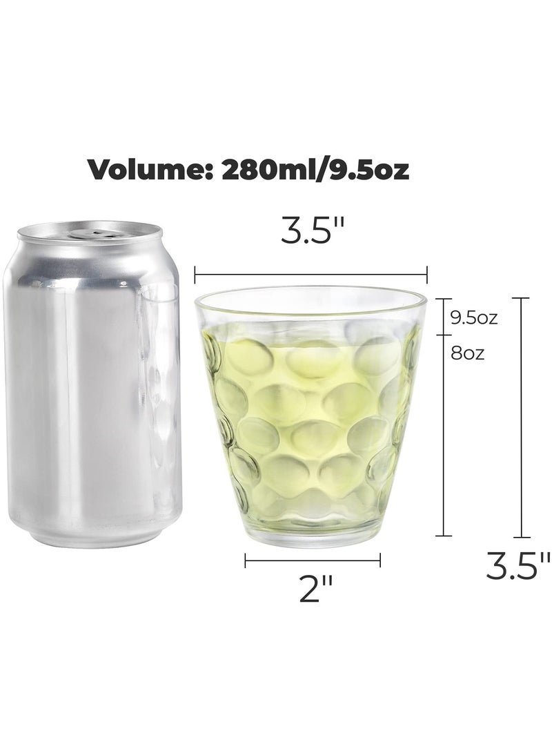 SYOSI 9.5 oz Unbreakable Plastic Tumblers, Set of 9 Clear Water Cups, Reusable Drinking Glasses for Juice, Beverages, BPA Free, Stackable, Dishwasher Safe  - Image 2