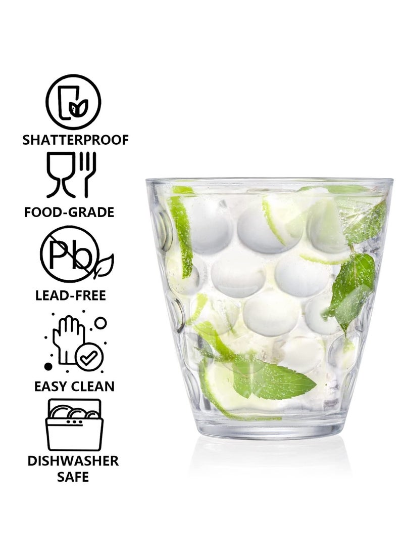 SYOSI 9.5 oz Unbreakable Plastic Tumblers, Set of 9 Clear Water Cups, Reusable Drinking Glasses for Juice, Beverages, BPA Free, Stackable, Dishwasher Safe  - Image 3