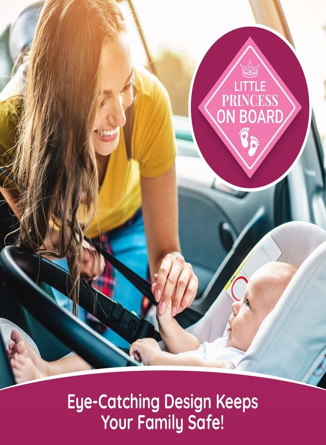 ELLOPI Super Cute, Elegant 4.5in Princess on Board Sticker 1pk. Bright Pink Diamond Newborn Caution Car Bumper Decals. Premium Vinyl Baby Safety Warning Label for Vehicles, Trucks, Automobiles, Cars, Vans - Image 3