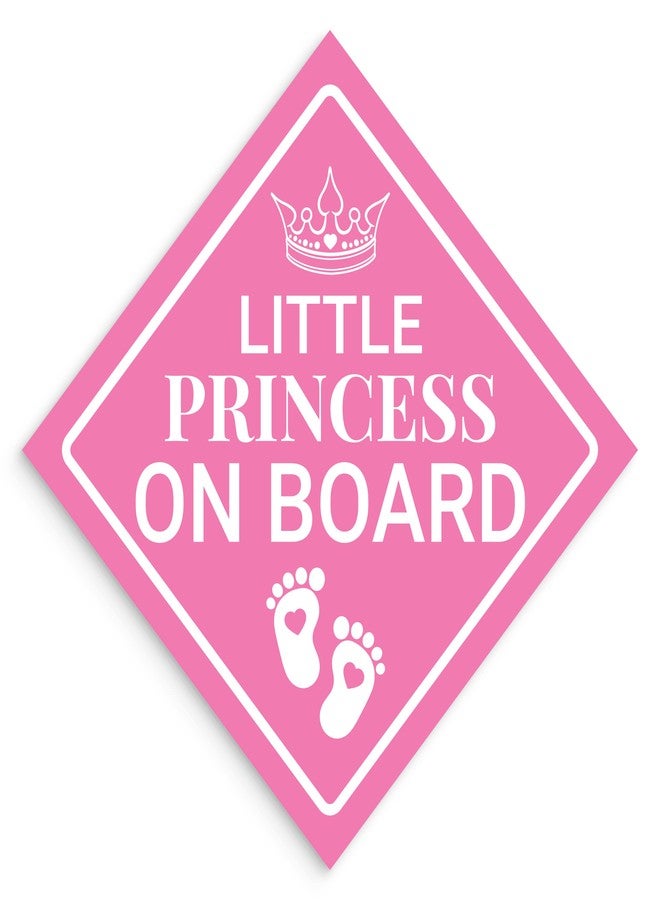 ELLOPI Super Cute, Elegant 4.5in Princess on Board Sticker 1pk. Bright Pink Diamond Newborn Caution Car Bumper Decals. Premium Vinyl Baby Safety Warning Label for Vehicles, Trucks, Automobiles, Cars, Vans - Image 1