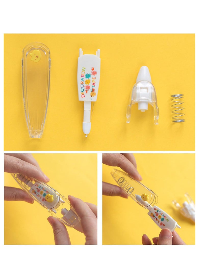 Excefore DIY Cute Animals Press Type Decorative Pen, 6PCS 2024 New Creative Cartoon Pattern Lace Correction Tape, Mini Cute Markers, for Card Postcard Notebook Decorative Tape Pen - Image 5