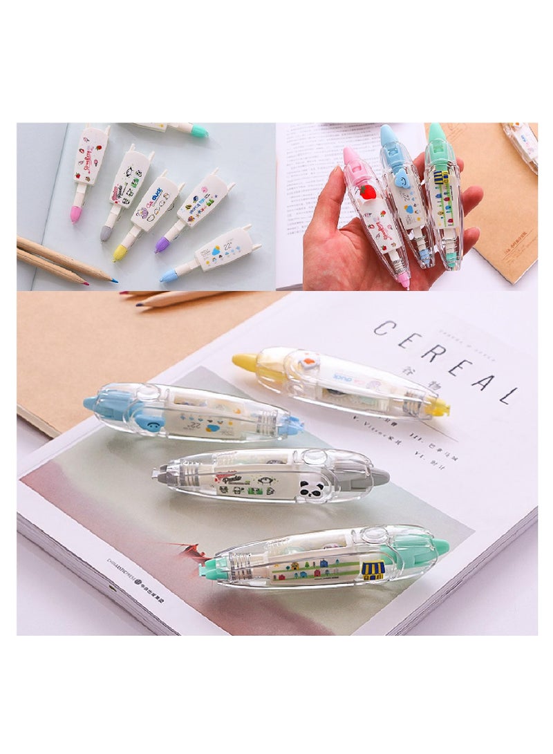 Excefore DIY Cute Animals Press Type Decorative Pen, 6PCS 2024 New Creative Cartoon Pattern Lace Correction Tape, Mini Cute Markers, for Card Postcard Notebook Decorative Tape Pen - Image 4