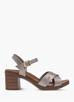 Le Confort Women Textured Strap Sandals with Block Heels and Buckle Closure  - Image 3