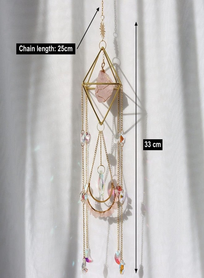 CACTOPIA Raw Crystal Suncatchers, Rainbow Maker for Window, Balcony, Garden, Boho Decor & Gifting (Rose Quartz) - Image 5