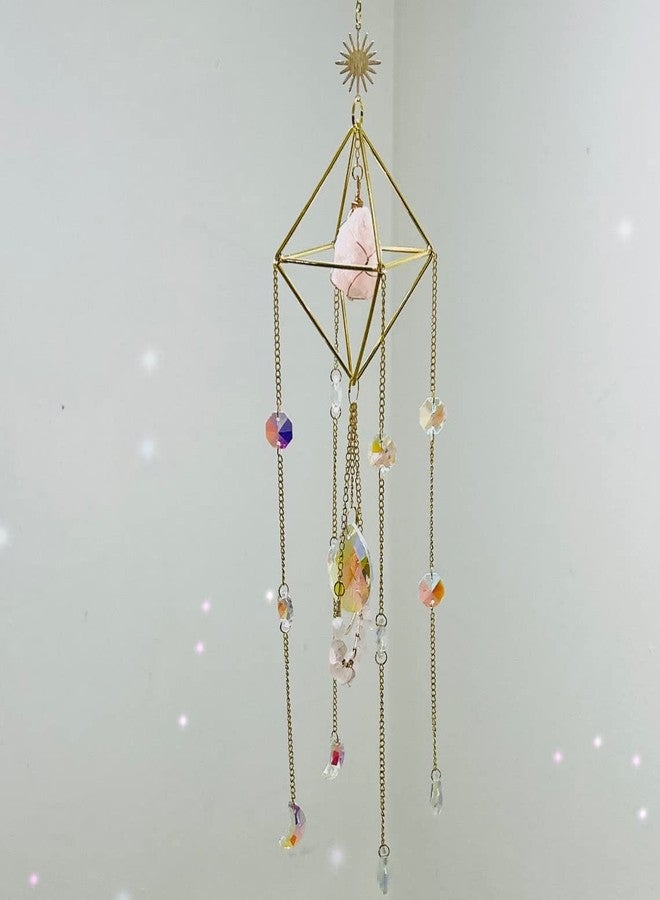 CACTOPIA Raw Crystal Suncatchers, Rainbow Maker for Window, Balcony, Garden, Boho Decor & Gifting (Rose Quartz) - Image 3