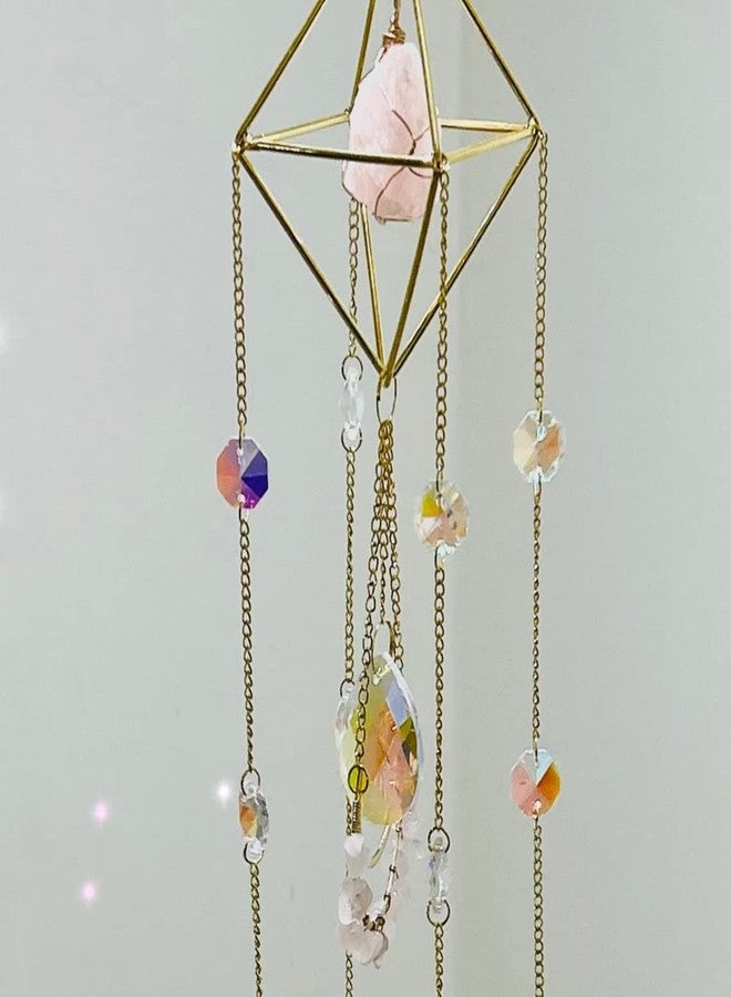 CACTOPIA Raw Crystal Suncatchers, Rainbow Maker for Window, Balcony, Garden, Boho Decor & Gifting (Rose Quartz) - Image 4