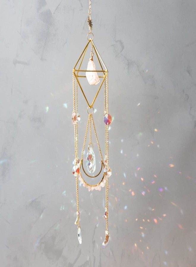 CACTOPIA Raw Crystal Suncatchers, Rainbow Maker for Window, Balcony, Garden, Boho Decor & Gifting (Rose Quartz) - Image 2