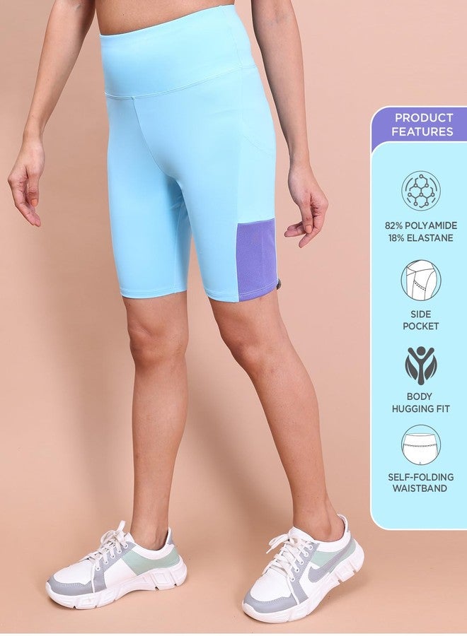 Rupa Colors Womens PLAYSURE Dry FIT Activewear Cycling Shorts | Stretchable Warp Knit Fabric | Side Pocket | Reflecting Logo | Body-Hugging - Image 2