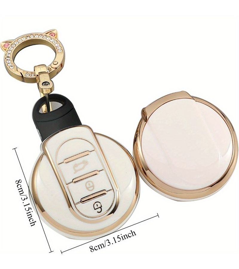 غطاء مفتاح سيارة من مادة TPU البيضاء، ناعم ومتين، مناسب لسيارات BMW Mini - Image 3