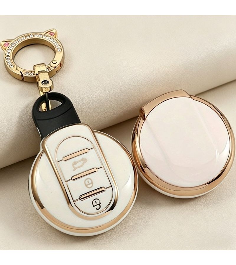 غطاء مفتاح سيارة من مادة TPU البيضاء، ناعم ومتين، مناسب لسيارات BMW Mini - Image 4