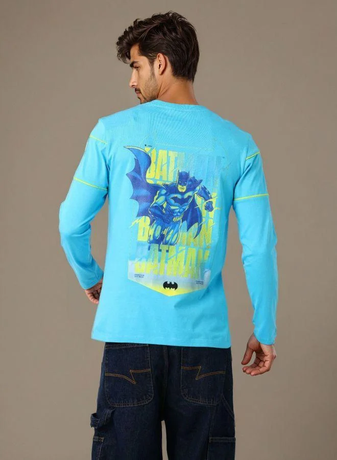 ذا انديان كراج كو Men Slim Fit Batman Printed Crew Neck Full Sleeves T-Shirt