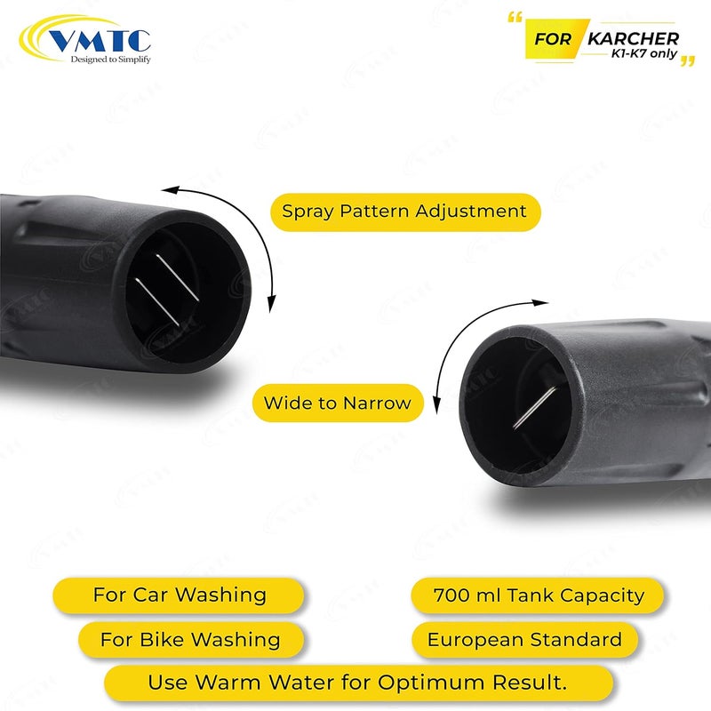 VMTC فوهة رغوة قابلة للتعديل من البلاستيك متوافقة مع مسدس غسيل الضغط كارتشر K1-K7 (ملحق غسيل سيارات عالي الضغط سعة 700 مل) - Image 5