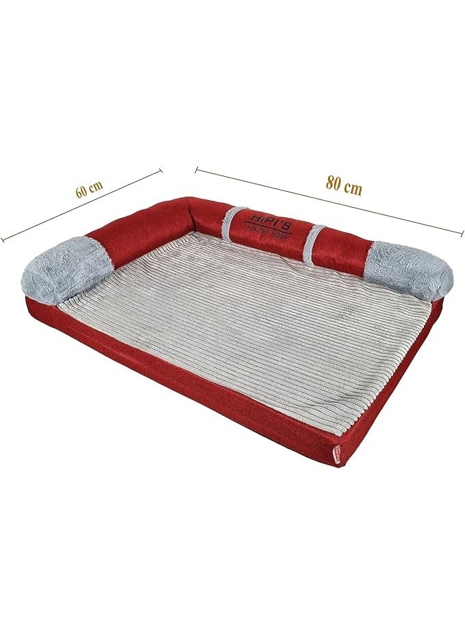 أن ان سي بيتس سرير للكلاب بتصميم تقويمي - وسادة أريكة للكلاب مزودة بإسفنج ميموري فوم - سرير مريح للحيوانات الأليفة للقطط والكلاب مع جوانب داعمة وغطاء قابل للإزالة والغسل وقاعدة مضادة للانزلاق - Image 2