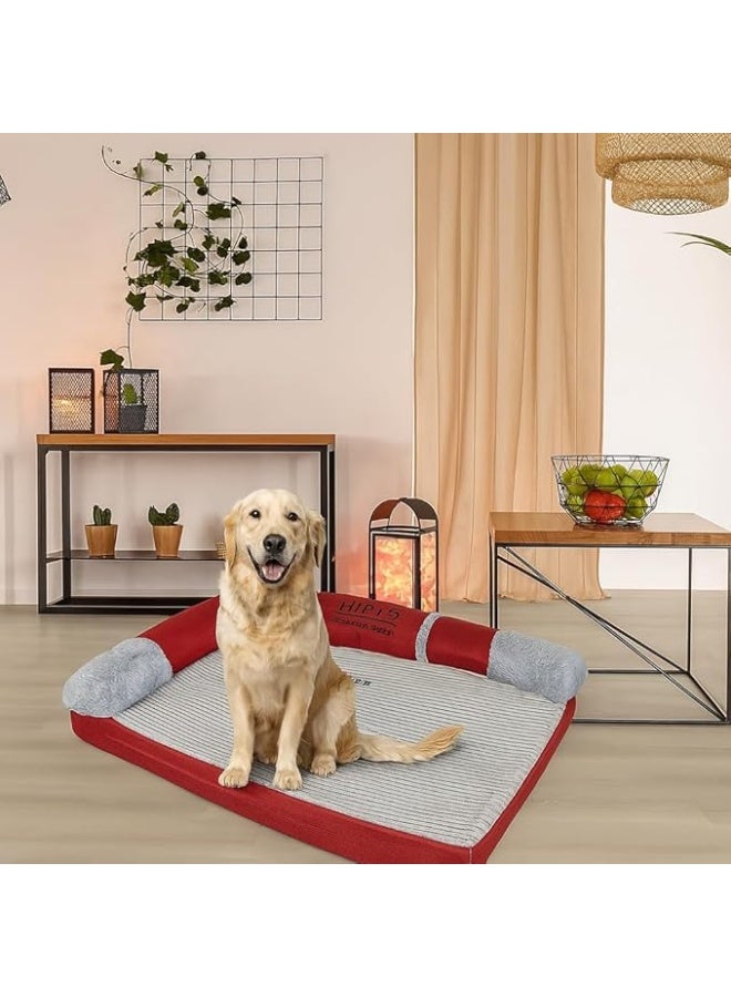 أن ان سي بيتس سرير للكلاب بتصميم تقويمي - وسادة أريكة للكلاب مزودة بإسفنج ميموري فوم - سرير مريح للحيوانات الأليفة للقطط والكلاب مع جوانب داعمة وغطاء قابل للإزالة والغسل وقاعدة مضادة للانزلاق - Image 5