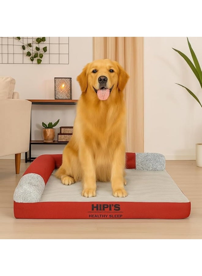 أن ان سي بيتس سرير للكلاب بتصميم تقويمي - وسادة أريكة للكلاب مزودة بإسفنج ميموري فوم - سرير مريح للحيوانات الأليفة للقطط والكلاب مع جوانب داعمة وغطاء قابل للإزالة والغسل وقاعدة مضادة للانزلاق - Image 3