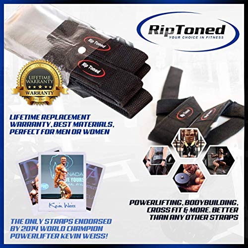 Rip Toned Lifting Straps + 13-inch Wrist Wraps Bundle (1 Pair of Each) for Weightlifting, Workout, Gym, Powerlifting, Bodybuilding, Strength Training - Men & Women (Full Black) - Image 4