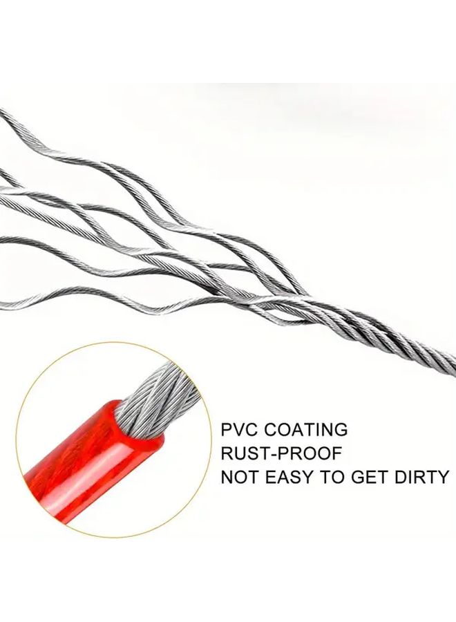 Heavy Duty Stainless Steel Wire Rope With Lobster Clasp 2m 6.5ft Multipurpose Corrosion Resistant For Outdoor Patio Garden Laundry Clothesline Hanging Plants Tarps Tents Camping - Image 3