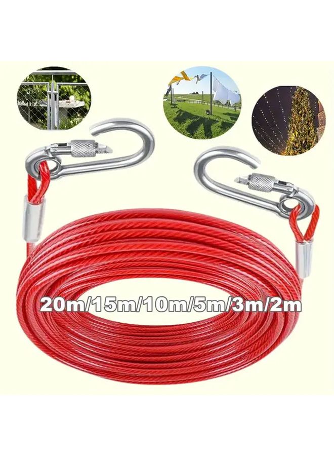 Heavy Duty Stainless Steel Wire Rope With Lobster Clasp 2m 6.5ft Multipurpose Corrosion Resistant For Outdoor Patio Garden Laundry Clothesline Hanging Plants Tarps Tents Camping - Image 1