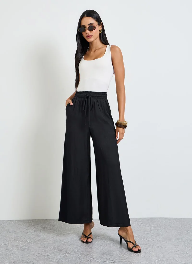 Take Two Black High Rise Flowy Wide Leg Pants