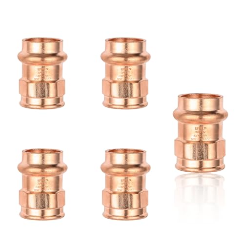 EFIELD Pack of 5 EFIELD Press Copper Adapter Fitting 34Inch Copper Press Fit x 12inch Female NPT Brass Copper AdapterPRESS049 - Image 1