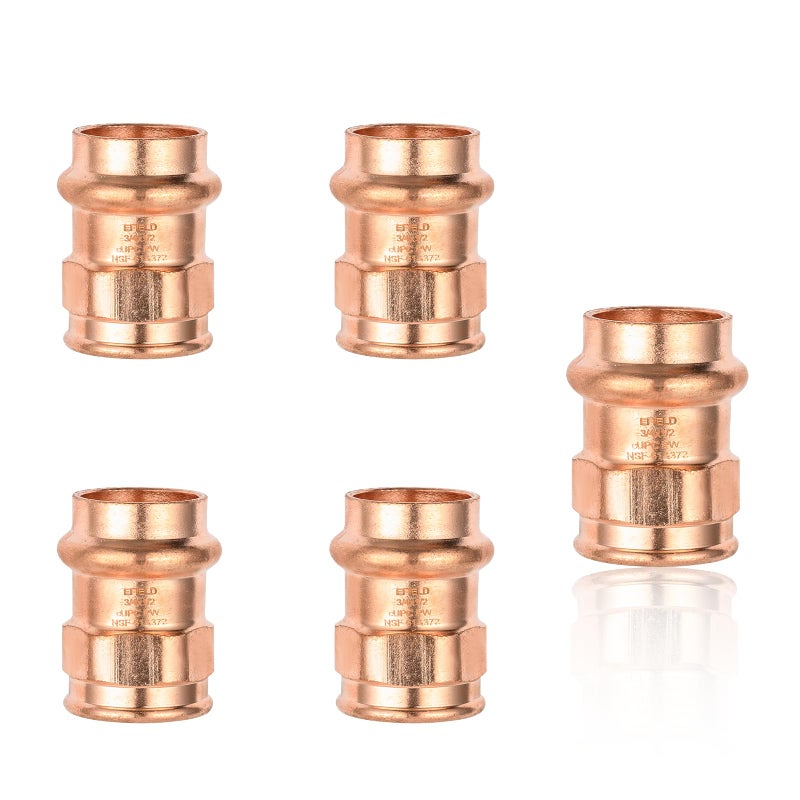 EFIELD Pack of 5 EFIELD Press Copper Adapter Fitting 34Inch Copper Press Fit x 12inch Female NPT Brass Copper AdapterPRESS049 - Image 2