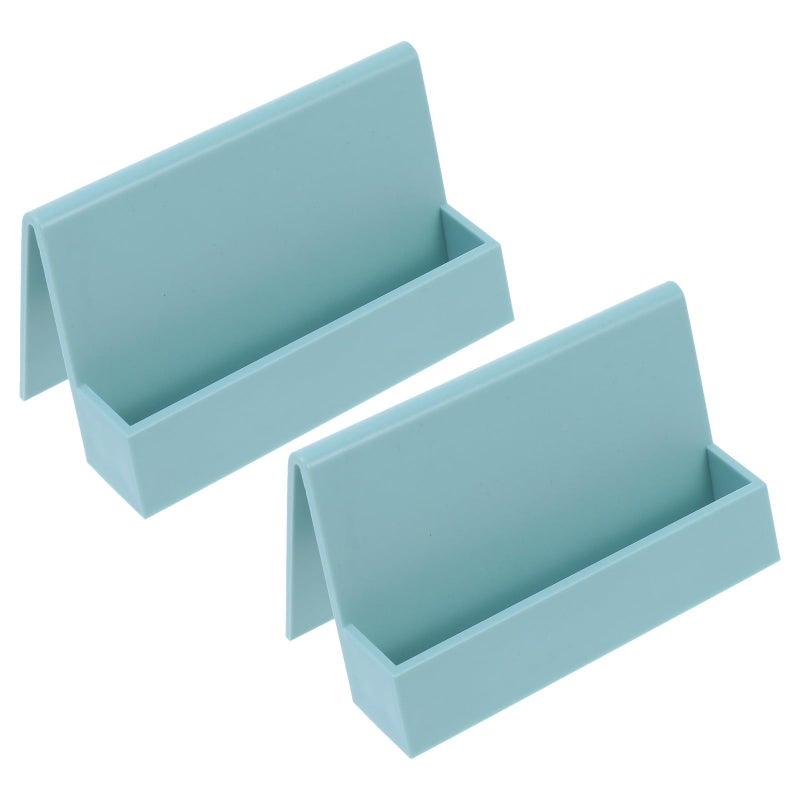 Lake Blue Plastic Business Card Holder Desk Name Display Box 2 Pcs Desktop Organizer - Image 2