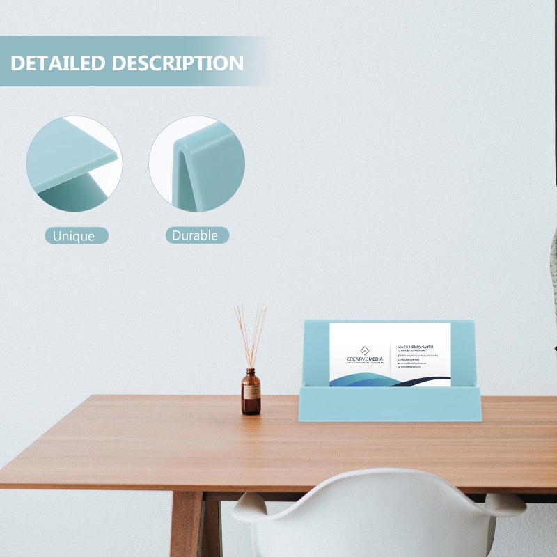 Lake Blue Plastic Business Card Holder Desk Name Display Box 2 Pcs Desktop Organizer - Image 5