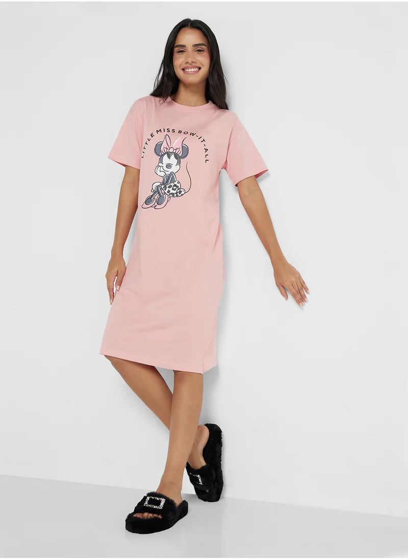 ديزني Minnie Graphic Print T-Shirt Dress