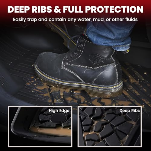 LASFIT حصائر أرضية LASFIT لجيب رانجلر JK 2014-2018 غير محدود 4 أبواب (ليس لجهاز JL أو 2 أبواب) حصائر سيارات مخصصة لجميع الأحوال الجوية TPE 1st & 2nd Row، أسود - Image 2