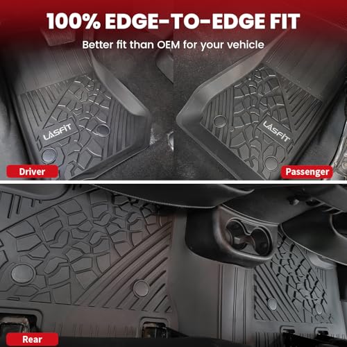 LASFIT حصائر أرضية LASFIT لجيب رانجلر JK 2014-2018 غير محدود 4 أبواب (ليس لجهاز JL أو 2 أبواب) حصائر سيارات مخصصة لجميع الأحوال الجوية TPE 1st & 2nd Row، أسود - Image 5