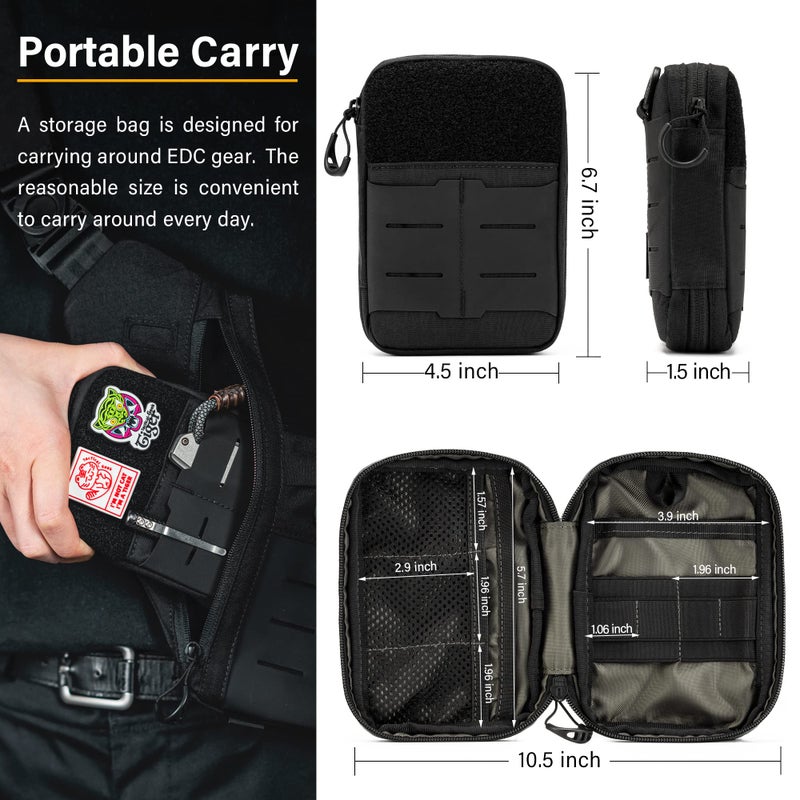 TACTICAL_GEEK TACTICAL GEEK Block E2.0 EDC Compact Waist Pocket Pouch, Multi-Purpose Molle EDC Pouch Gadget Organizer, Multi-Purpose Molle Tool Pouch for Multitools, Nylon Daily Utility Tool Organizer Bag Black - Image 3