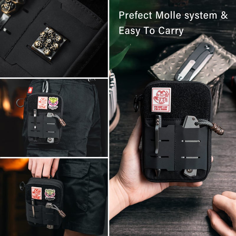 TACTICAL_GEEK TACTICAL GEEK Block E2.0 EDC Compact Waist Pocket Pouch, Multi-Purpose Molle EDC Pouch Gadget Organizer, Multi-Purpose Molle Tool Pouch for Multitools, Nylon Daily Utility Tool Organizer Bag Black - Image 4
