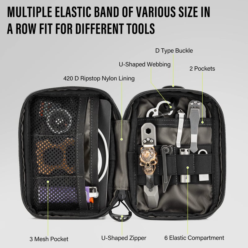 TACTICAL_GEEK TACTICAL GEEK Block E2.0 EDC Compact Waist Pocket Pouch, Multi-Purpose Molle EDC Pouch Gadget Organizer, Multi-Purpose Molle Tool Pouch for Multitools, Nylon Daily Utility Tool Organizer Bag Black - Image 2