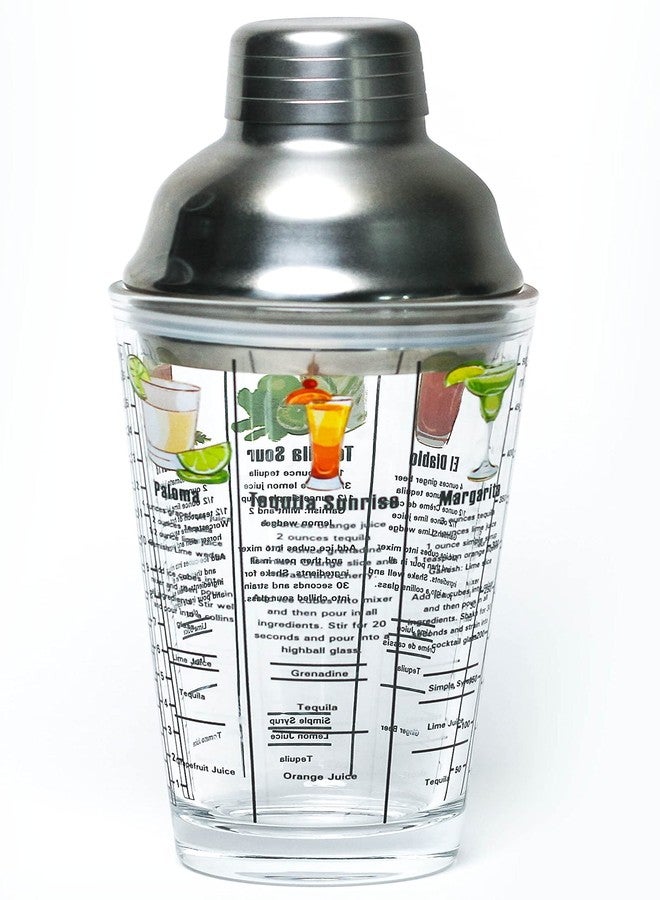 ستيفاني إمبورتس كوب خلط كوكتيل زجاجي سعة 14 أونصة مع غطاء مصفاة - يتضمن 6 وصفات لمشروبات الكوكتيل (بنكهة التكيلا) - Image 2
