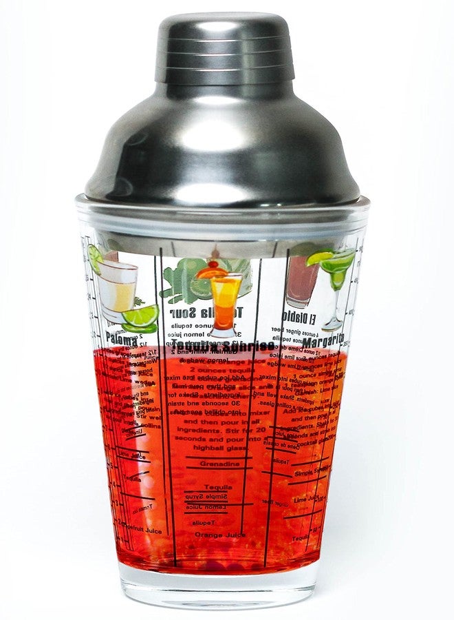 ستيفاني إمبورتس كوب خلط كوكتيل زجاجي سعة 14 أونصة مع غطاء مصفاة - يتضمن 6 وصفات لمشروبات الكوكتيل (بنكهة التكيلا) - Image 1