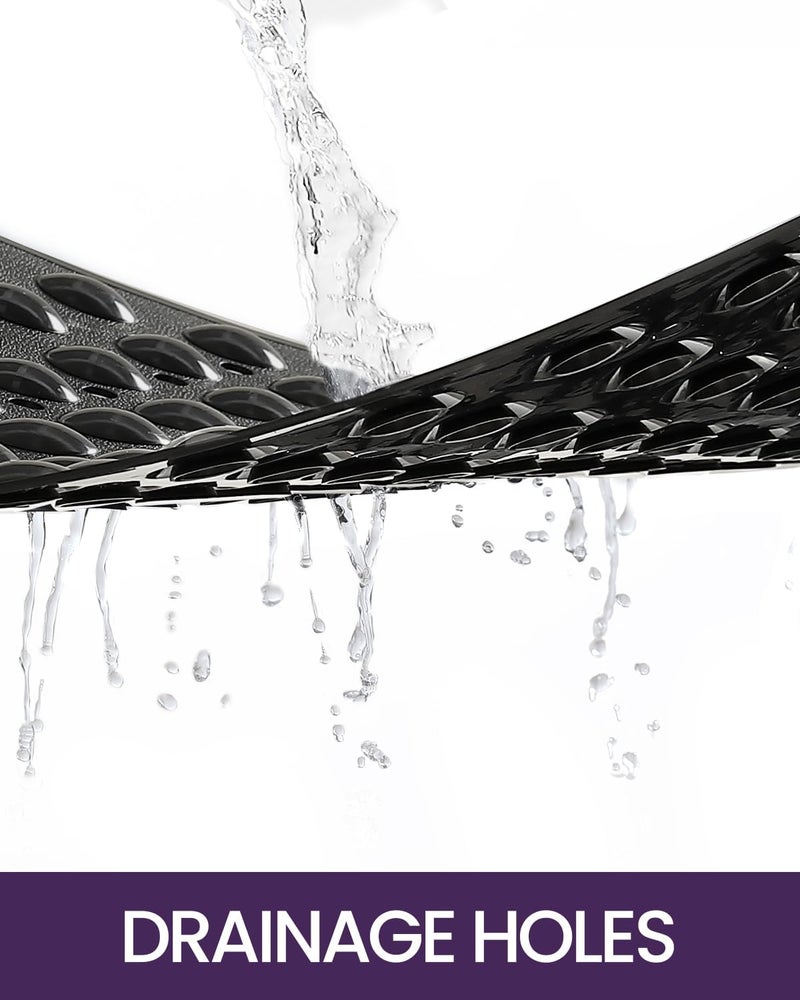 DEXI Bathtub Mat Non Slip, 40 x 88 cm Extra Long Quick Dry Shower Mats with Suction Cups and Drain Holes, Machine Washable Bathroom Mat for Tub Shower Floor, Black - Image 5