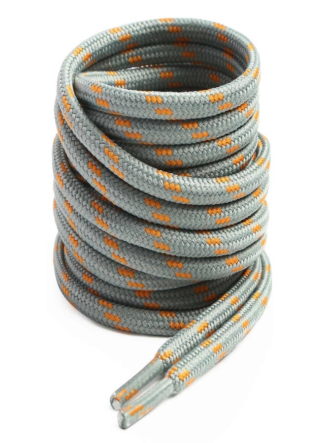 VSUDO Round Shoe Laces for Hiking Boots, 5/32 Inch Shoestrings for Outdoor Work Shoes, Thick Climbing Shoelaces for Boots, 12 Light Gray With Orange Dot, 47" ( 120 CM ) - Image 1