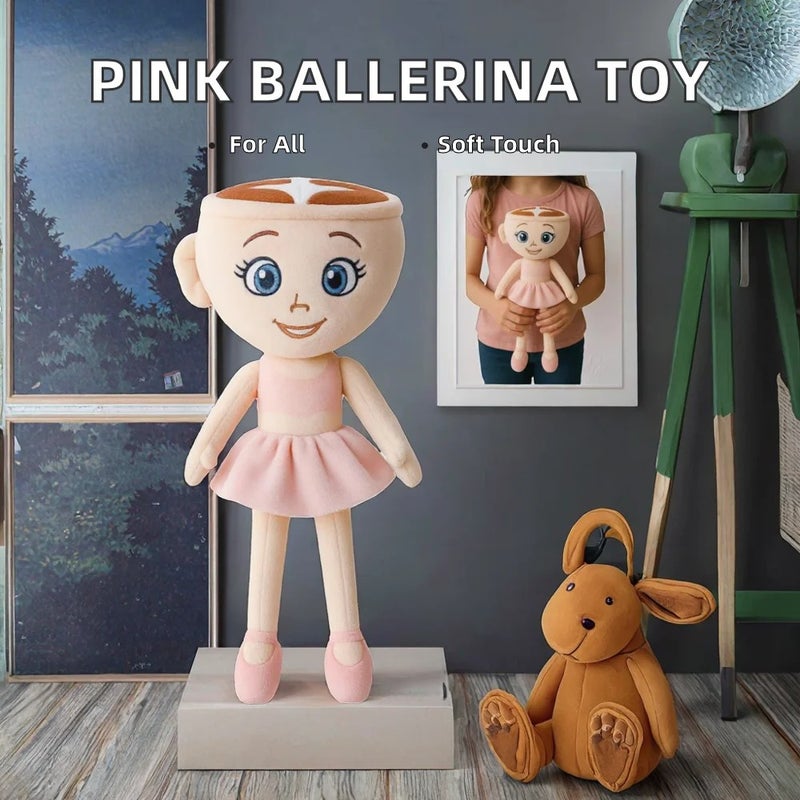 Y&D Pink Ballerina Cappuccina Brainrot Collectible Soft Polyester Washed Technique PP Cotton Plush Doll Lovely Stress Relief Animal - Image 3