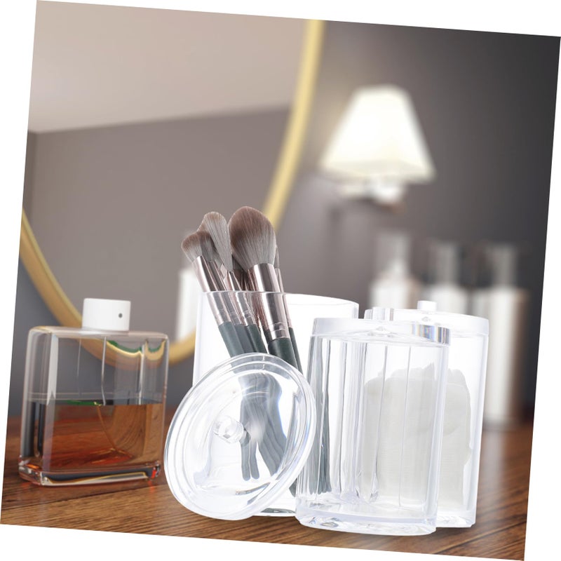 Acrylic Cotton Swab Holder Dustproof Storage Tube With Lid Organizer Home Supply - Image 3