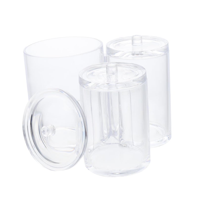 Acrylic Cotton Swab Holder Dustproof Storage Tube With Lid Organizer Home Supply - Image 2
