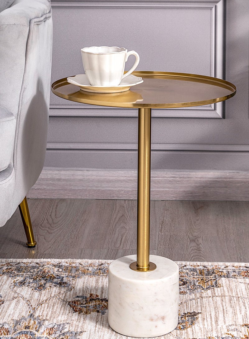 Generic Metal Side Table Marble Base 35.6* 35.6*48.5 cm  - Image 1