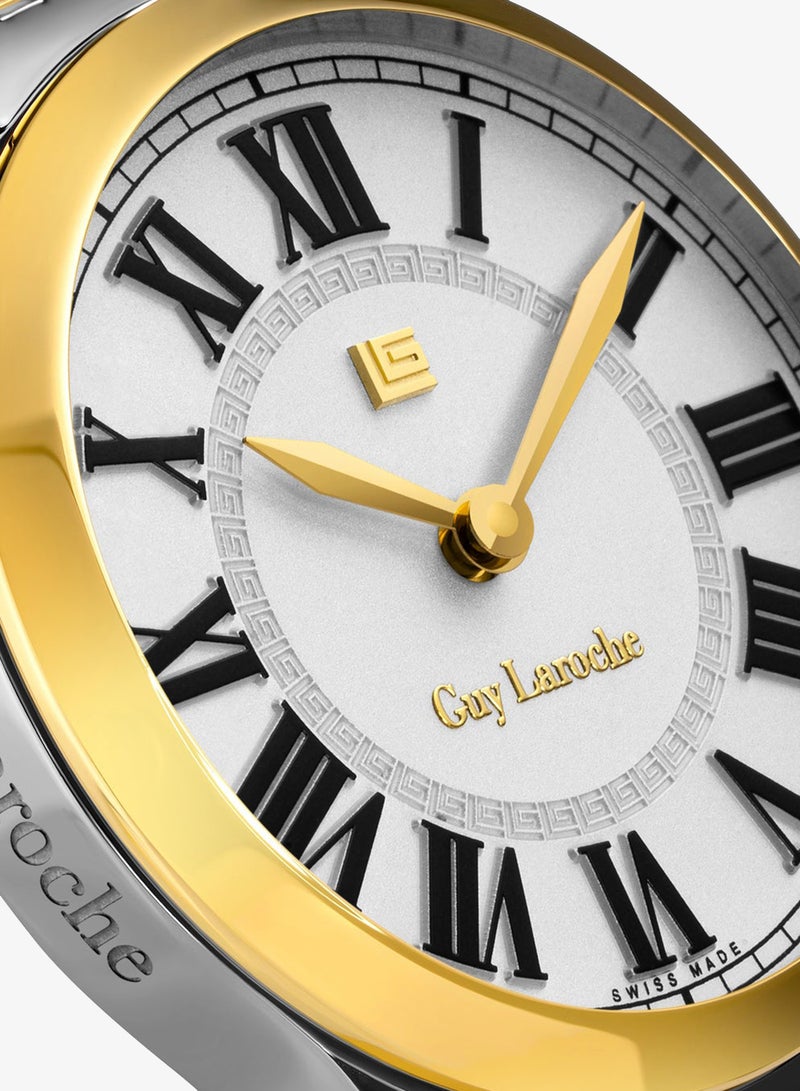 Guy Laroche Louise Watch for Women with Silver and Gold Stainless Steel Bracelet 29 mm 5 Atm - Image 4