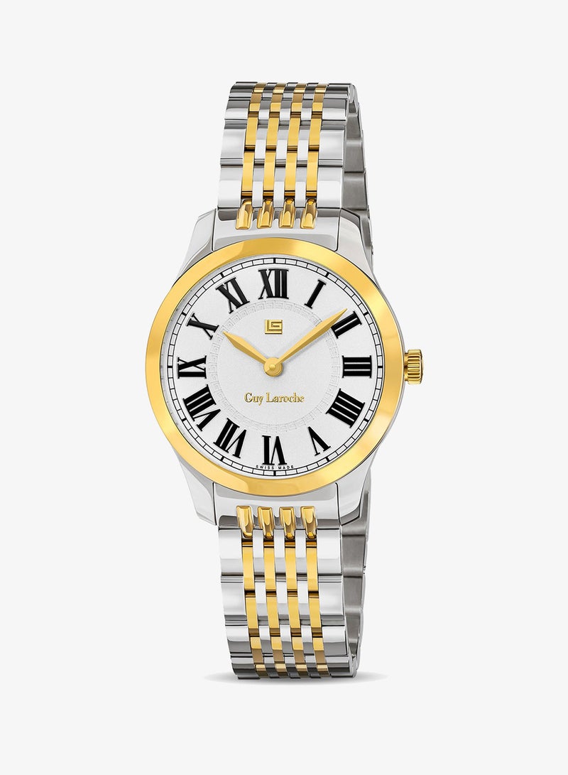 Guy Laroche Louise Watch for Women with Silver and Gold Stainless Steel Bracelet 29 mm 5 Atm - Image 1