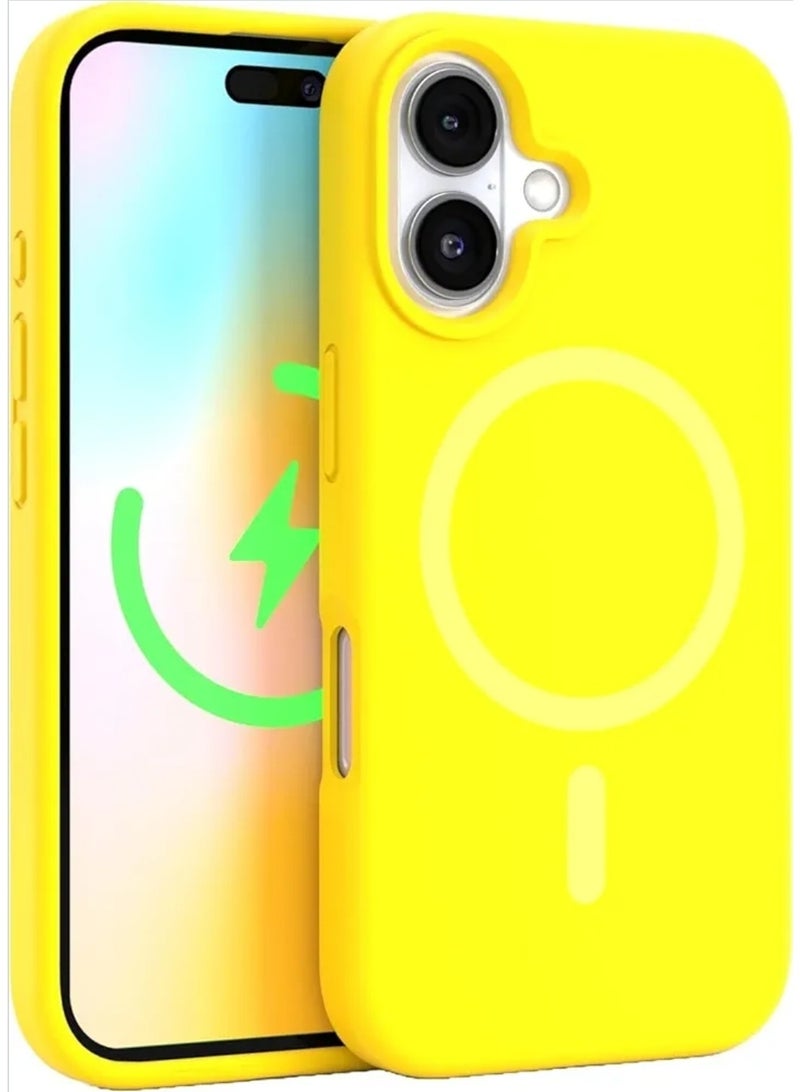 iPhone 16- 6.1 inch size Case Shockproof Back Cover 5-Layer Silicone Anti-Scratch Shockproof Dirt-Resistant Multicolor MagSafe Silky Soft Touch Natural Microfiber Lining (yellow) - Image 3